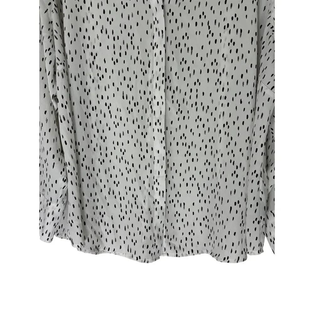 Worthington Woman White & Black Long Sleeve V-neck Collar Blouse Top Size 4X - Picture 3 of 10